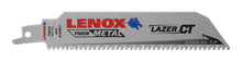 Lenox® LAZER CT™ 2014223 Straight Back Reciprocating Saw Blade, 6 in L x 1 in W, 8, Steel Body, Universal/Toothed Edge Tang
