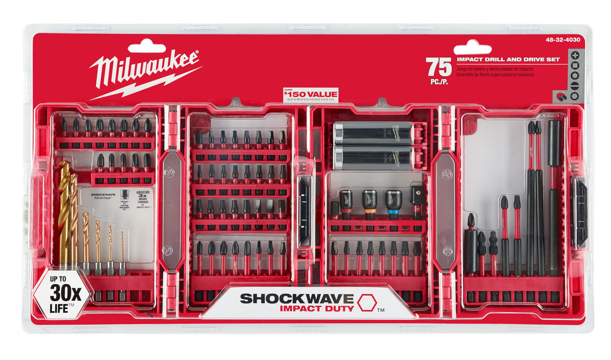 Milwaukee® 48-32-4030 Impact Duty Drill and Drive Set, 75 Pieces, 1/4 in Shank, Steel