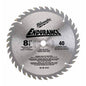 Milwaukee® 48-40-4152 Endurance® Combination Thin kerf Circular Saw Blade With Diamond Knockout, 8-1/4 in Dia x 0.051 in THK, 5/8 in Arbor, Alloy Steel Blade, 40 Teeth