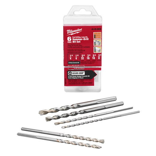 Milwaukee® Secure-Grip™ 48-20-8856 Hammer Drill Bit Set, 6 Pieces