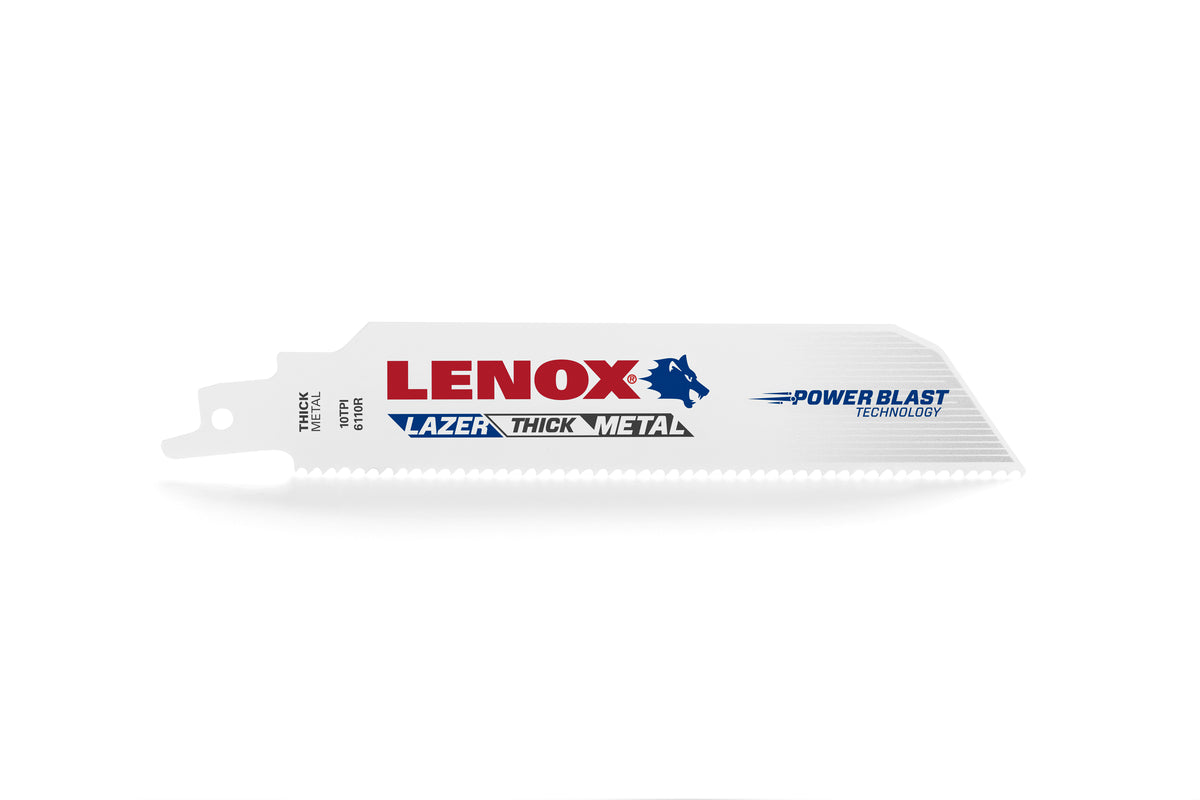 Lenox® Lazer® 24901T6110R Reciprocating Saw Blade, 6 in L x 1 in W, 10 TPI, Bi-Metal Body