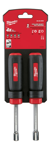 Milwaukee® 48-22-2402 Nut Driver Set, 2 Pieces, 7 in OAL, Cushion Grip Handle, Steel, Polished Chrome