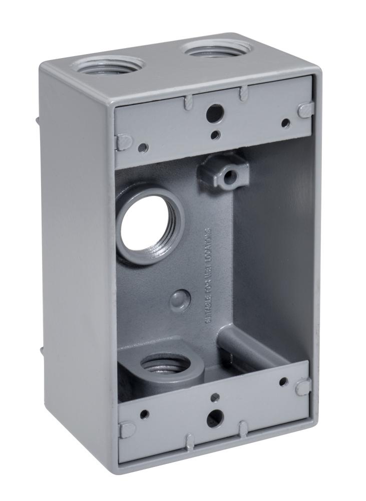 4-Hole Weatherproof Box with Knockout - Wall Mount - 1 Gangs
