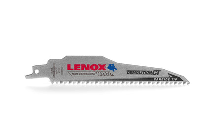 Lenox® DEMOLITION CT™ 1832162 Straight Back Reciprocating Saw Blade, 6 in L x 1 in W, 6, Steel Body, Universal/Toothed Edge Tang