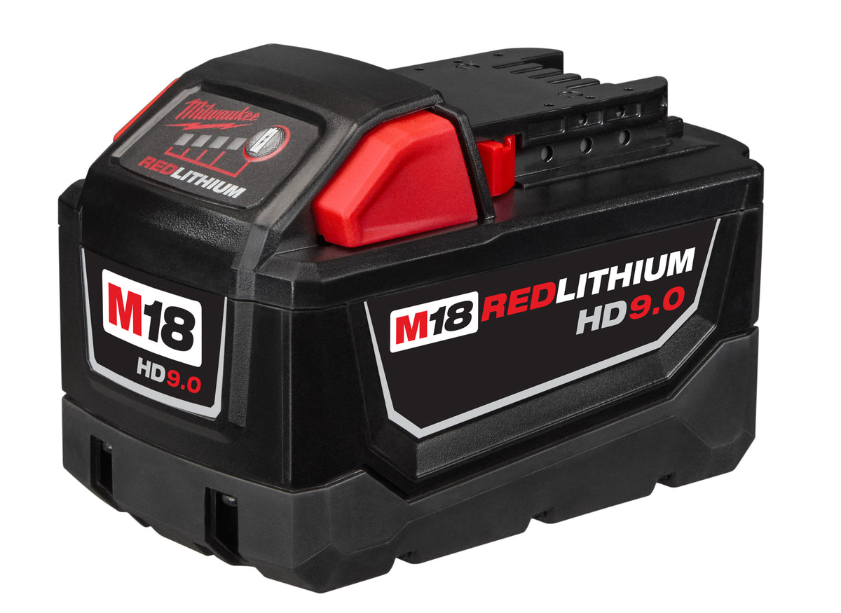 Milwaukee® M18™ REDLITHIUM™ 48-11-1890 Cordless Battery Pack, 9 Ah Li-Ion Battery, 18 V DC Charge, For Use With 18 V Cordless Tools