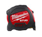 Milwaukee® STUD™ 48-22-9925 Heavy Duty Measuring Tape With Belt Clip, 25 ft L x 27 mm W Blade, Steel Blade, 1/16 in Graduation