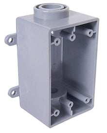 Southwire - Topaz 1289 1-Hole Type FSC SCH 40 Weatherproof Box With Knockout, PVC, 1 Gang, 1 Outlet, 4-9/16 in H x 4-9/16 in W x 2-3/8 in D