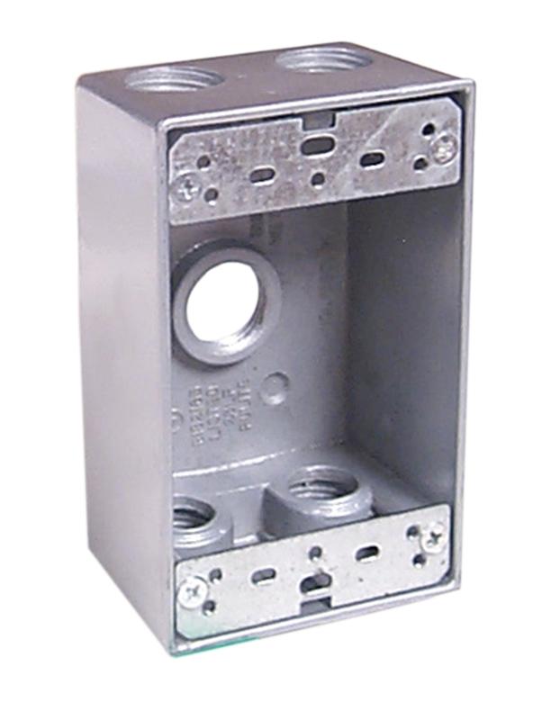 5-Hole Weatherproof Box with Knockout - 18 Cu-in