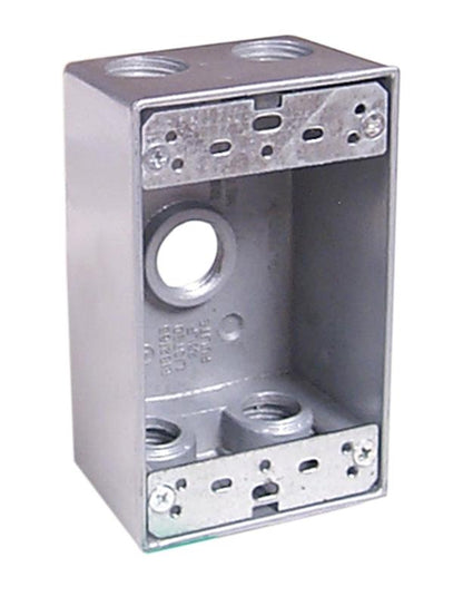 5-Hole Weatherproof Box with Knockout - 18 Cu-in