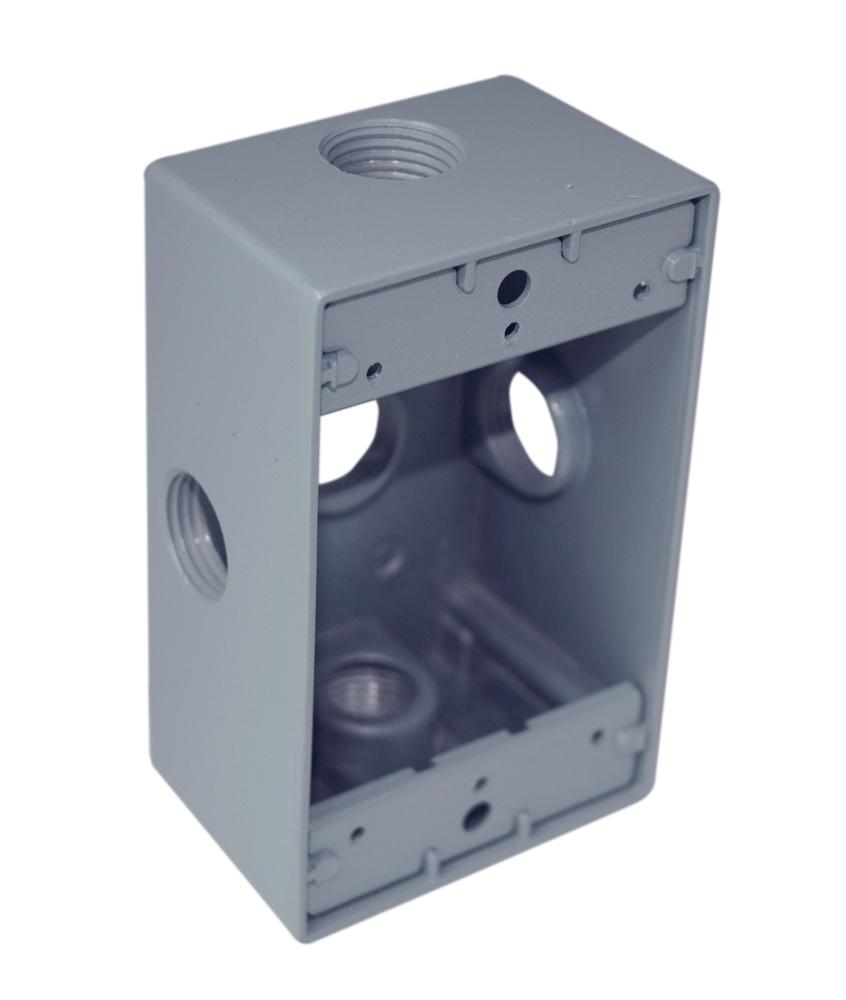 5-Hole Weatherproof Box with Knockout - Gray - Wall Mount