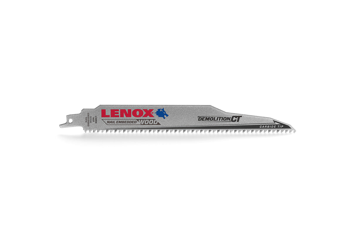 Lenox® DEMOLITION CT™ 1832144 Straight Back Reciprocating Saw Blade, 9 in L x 1 in W, 6, Steel Body, Universal/Toothed Edge Tang