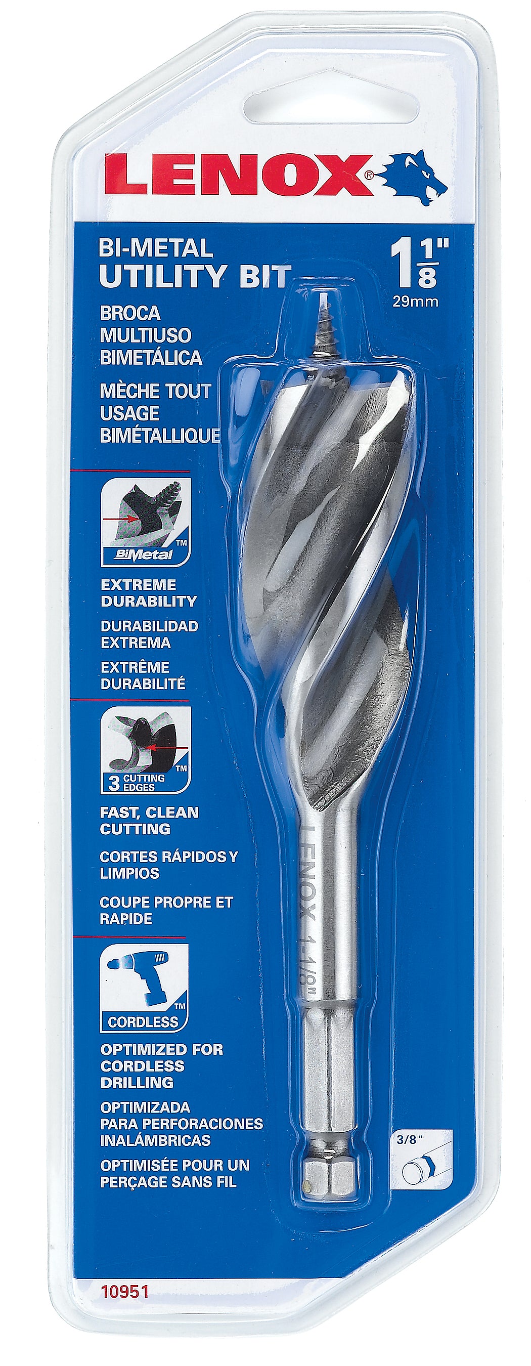 1-1/8" Bi-Metal Utility Wood Drill Bit - HSS