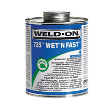 Weld-On® 735™ Wet N Fast™ 12497 Low VOC Medium Body Solvent Cement With Applicator Cap, 0.5 pt Container, Blue