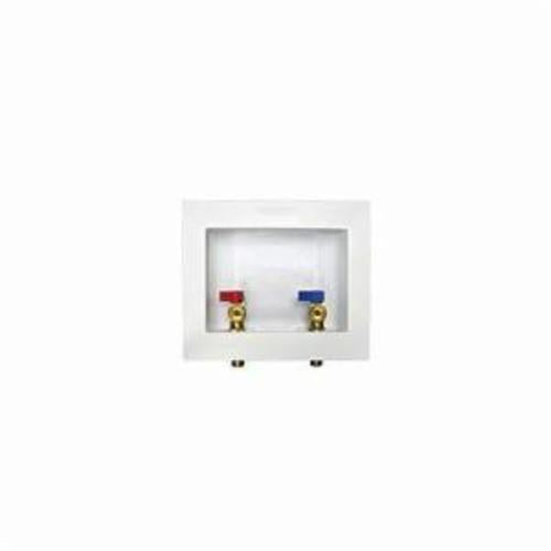 IPS® Econo Box™ 82064 Outlet Box With Quart Turn Valve, For Use With Dual Drain Washing Machine, 1/2 in C, Brass, White, Domestic
