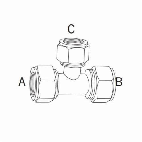 Duratec Airline Reducing Tee - Brass - 1 x 1 x 3/4"