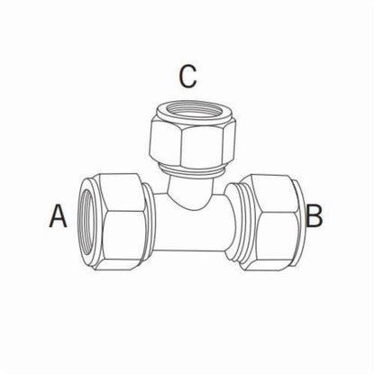 Duratec Airline Reducing Tee - Brass - 1 x 1 x 3/4"