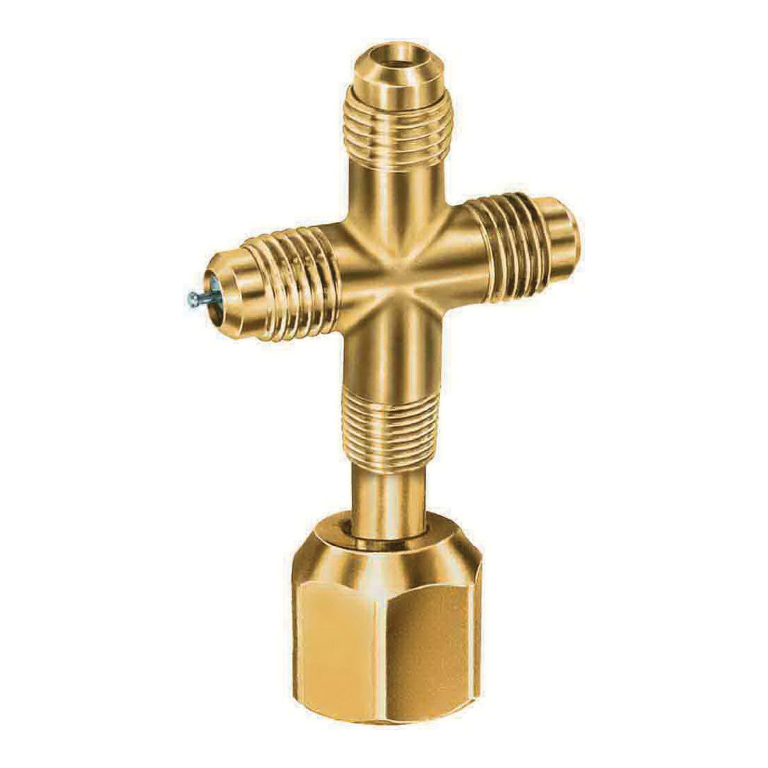 JB Industries A31520 Swivel Cross With Depressor, 1/4 x 1/4 in Nominal, Female SAE Swivel Nut x Access