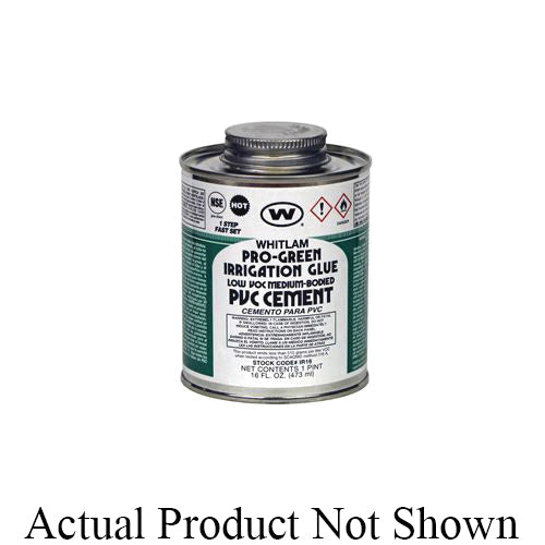 WHITLAM® PRO-GREEN IR8 Low VOC Medium Body PVC Cement, 0.5 pt Container, Green