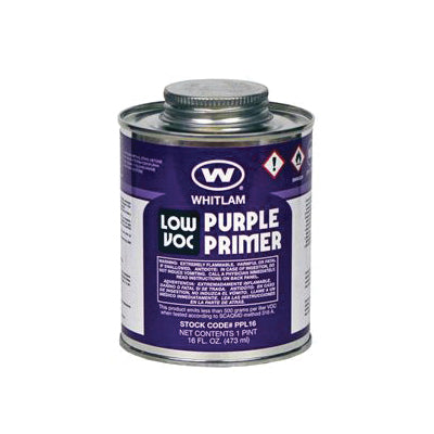 WHITLAM® PPL16 Low VOC Primer, For Use With PVC, ABS and CPVC Pipe and Fittings up through 16 in (40.64 cm) Dia, Purple, 1 pt Container