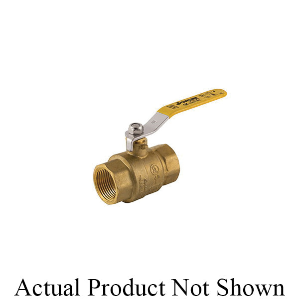 Jomar Valve® 100-104SSG 2-Piece Ball Valve With Handle, 3/4 in Nominal, Thread End Style, Brass Body, Full Port, PTFE/Buna-N Softgoods