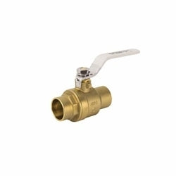Jomar Valve® 150-113G 2-Piece Ball Valve With Handle, 1/2 in Nominal, Solder End Style, Brass Body, Full Port, PTFE/FKM Softgoods