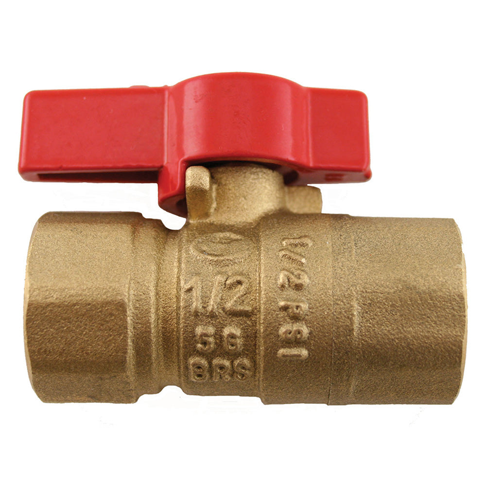 Jones Stephens™ B67375 1-Piece Ball Valve, 3/8 x 12 in Nominal, FNPT End Style, Forged Brass Body, Import