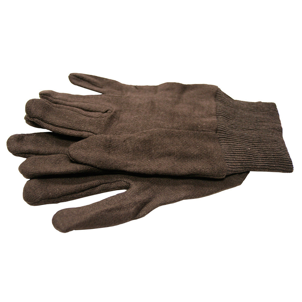 Jones Stephens™ G50200 General Purpose Gloves, Jersey, Universal, 8 oz Cotton, Brown, Knit Wrist Cuff