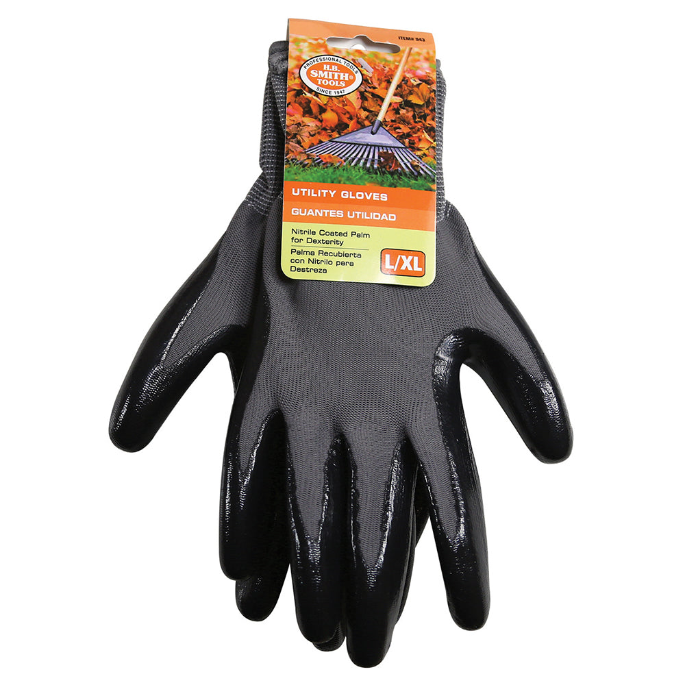 Jones Stephens™ G50225 General Purpose Gloves, Work, L/XL, Nitrile Palm, Polyester, Knit Wrist Cuff