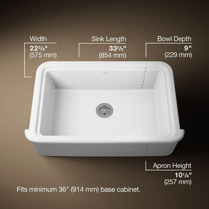 Audrine - 10-1/8" Bowl Farmhouse Kitchen Sink - Under