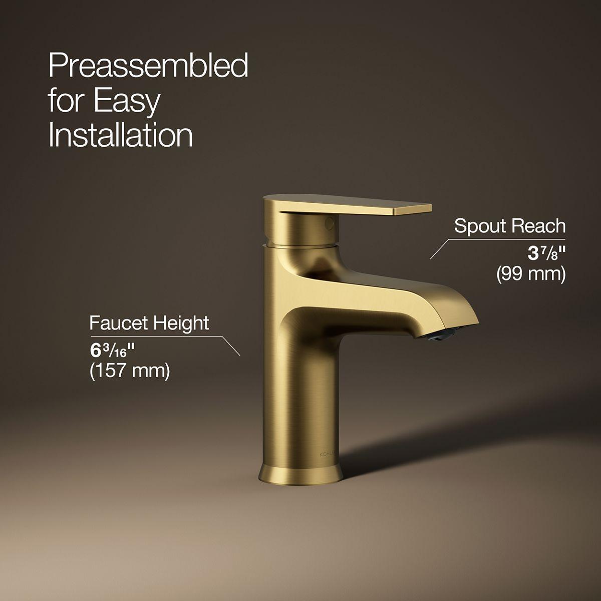 Bathroom Sink Faucet, 6-3/16 in H x 1-7/8 in W x 3-7/8 in L