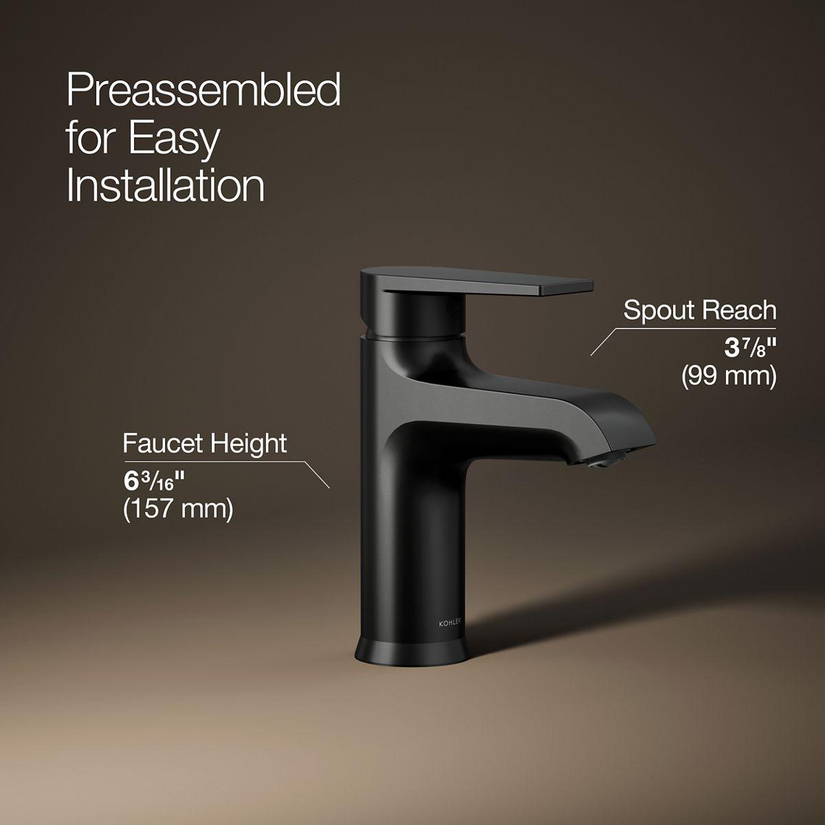Bathroom Sink Faucet, 6-3/16 in H x 1-7/8 in W x 3-7/8 in L