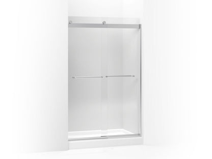 Levity Sliding Shower Door With Towel, Bright Silver, Bar