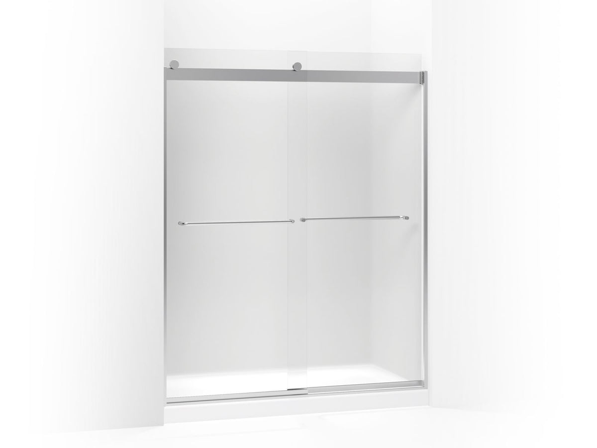 Sliding Shower Door With Towel, Levity, Bright Silver