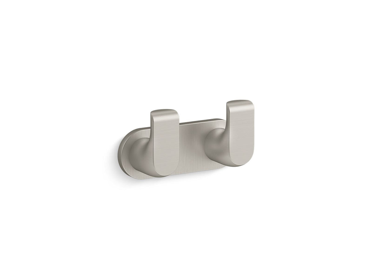 Avid - Double Robe Hook - Vibrant Brushed Nickel - Zinc