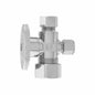 Keeney K2904PCLF 3-Way High Quality 1/4 Turn Valve, 5/8 x 3/8 x 1/4 in Nominal, Compression End Style, 20 to 125 psi Pressure, Solid Brass Body, Polished Chrome, Import