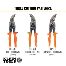 Klein® 2401R offset Snip, 18 to 22 ga Cutting, Blunt Tip, 1.25 in Length of Cut, Right/Straight Snip, Plastic/Hardened Steel Handle, Contoured Grip