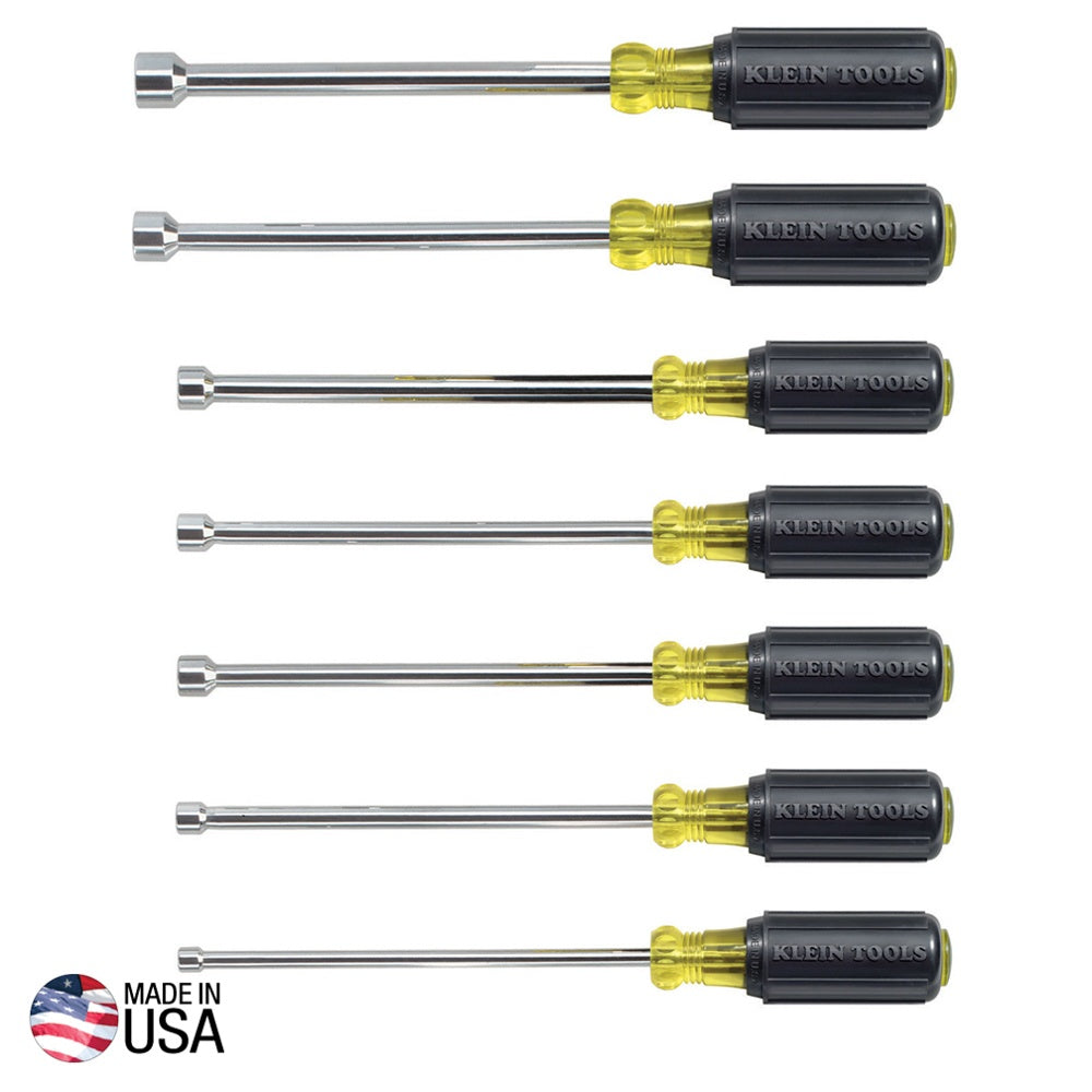 Hex Heavy Duty Nutdriver Set - Polished Chrome - 7 Pieces