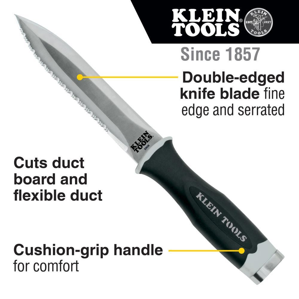 Klein® DK06 Double Edged Serrated Duct Knife, 5-1/2 in L Stainless Steel Bit