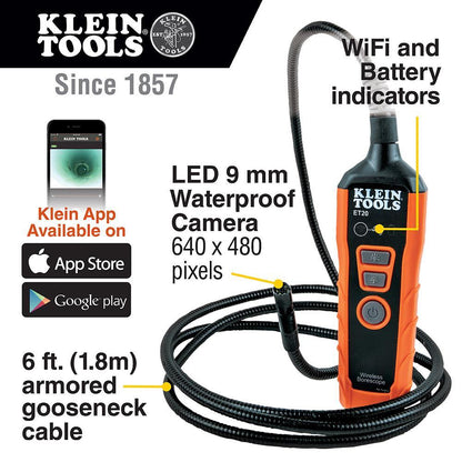 Wi-Fi Borescope Inspection Camera - 7.3" L Probe