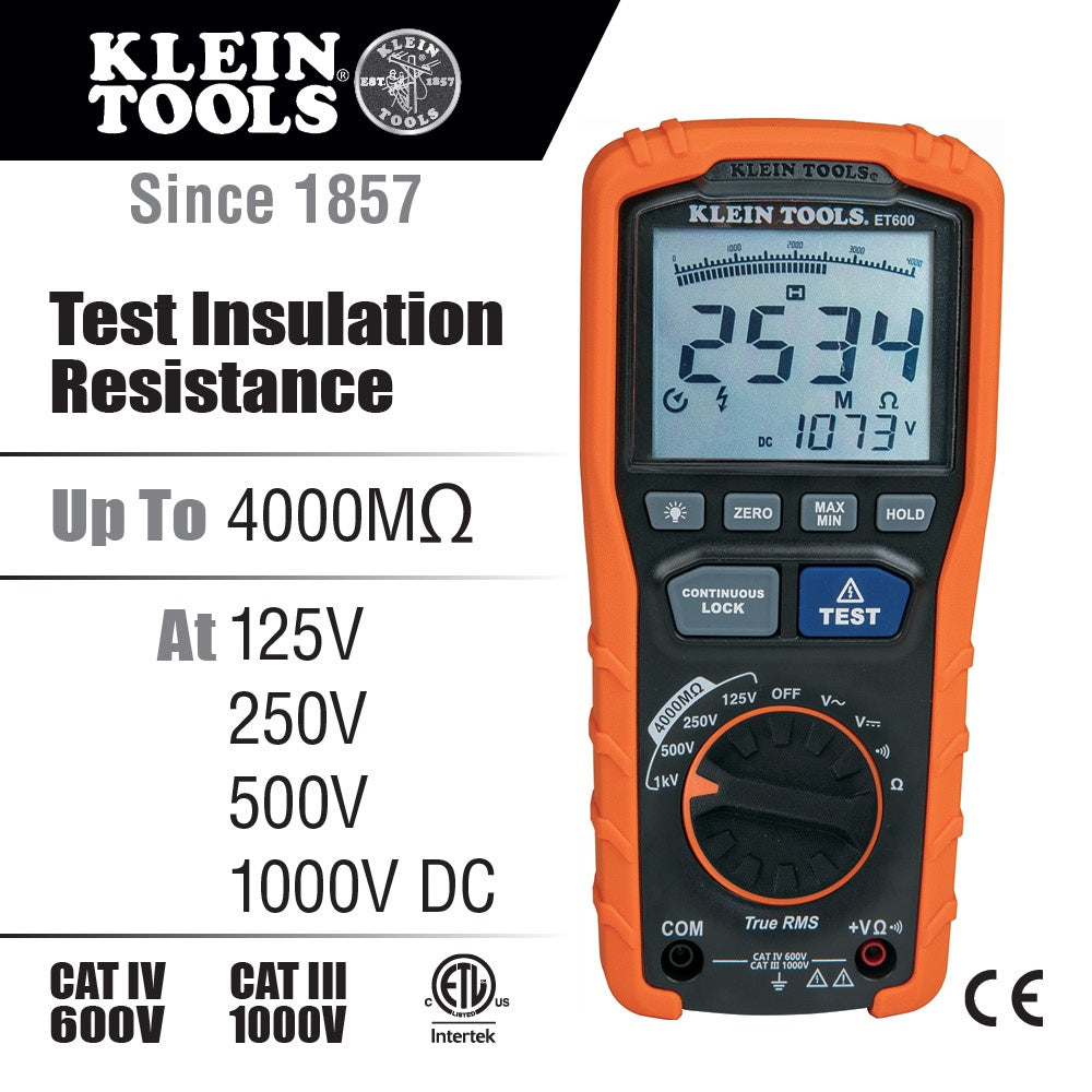 Digital Insulation Resistance Tester - 1000 V AC/DC