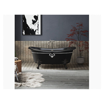 Artifacts - Decorative Border Bathtub - Black - Freestanding