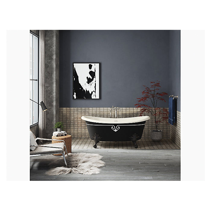 Artifacts - Decorative Border Bathtub - Black - Freestanding