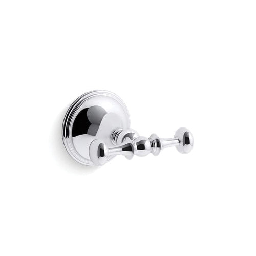 Decorative - Double Robe Hook - Polished Chrome - 2 Hooks
