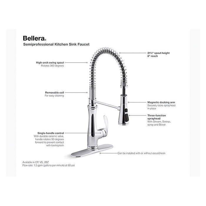 Bellera - Semi-Professional Kitchen Sink Faucet - 1.5 GPM
