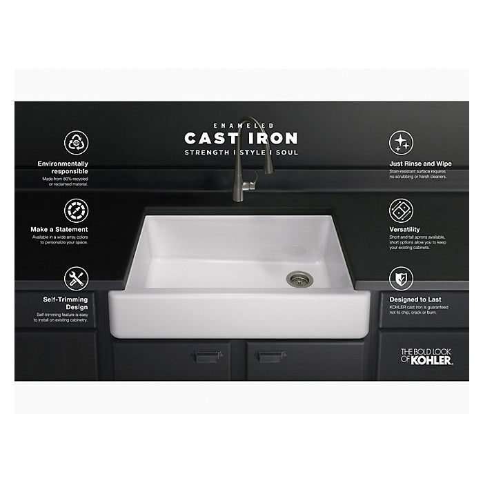 Whitehaven - Drain Farmhouse Sink with Tall Apron