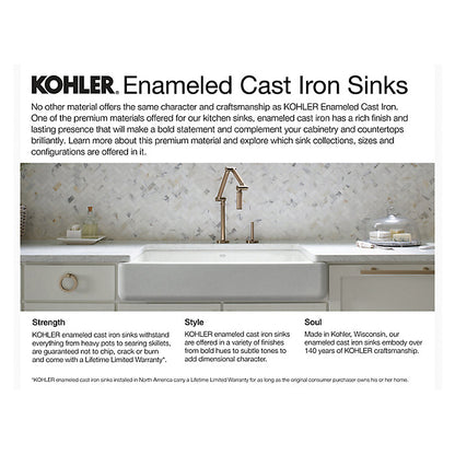 Whitehaven - Drain Farmhouse Sink with Short Apron - K-5826