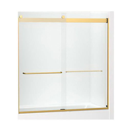 Levity Sliding Bath Door With Towel Bar, Anodized Aluminum