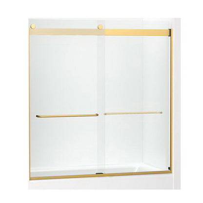 Levity Sliding Bath Door With Towel Bar, Anodized Aluminum