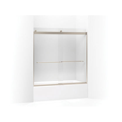 Levity Sliding Bath Door With Towel Bar, Matte Nickel
