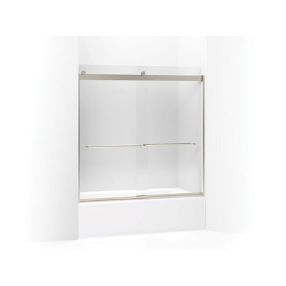 Levity Sliding Bath Door With Towel Bar, Matte Nickel